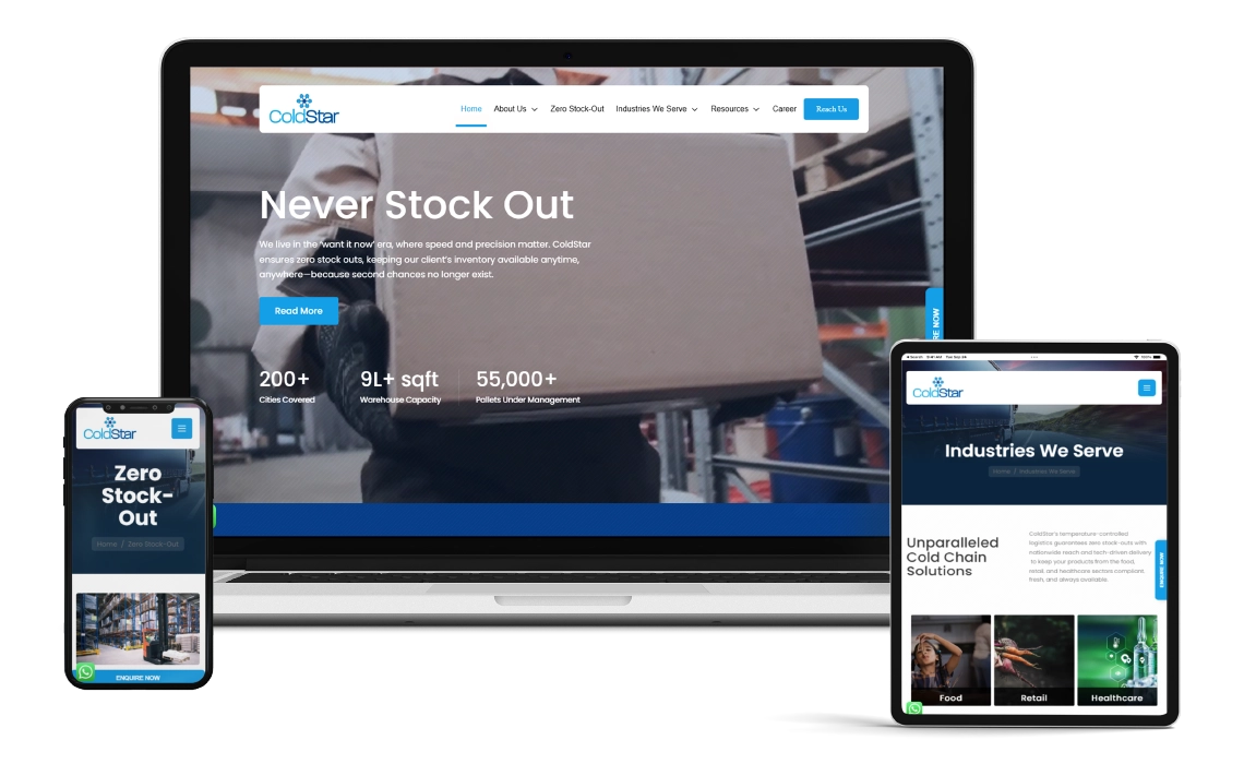 Coldstar-case study page-Website Mockup