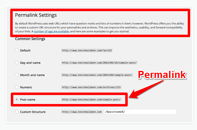 WordPress Permalinks Settings