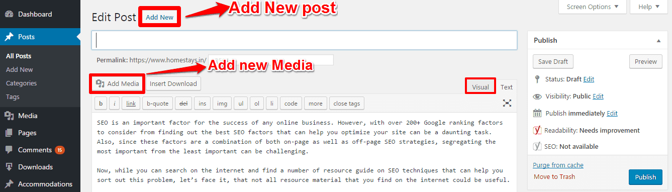 Easy Content Management New WordPress Edit Post