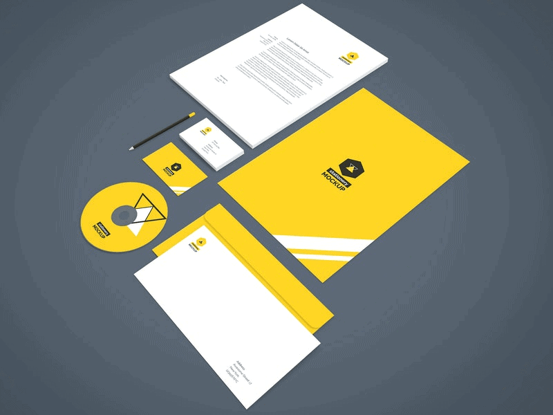 Lively Yellow Branding Mockup Impressive Corporate Branding Mockup Template