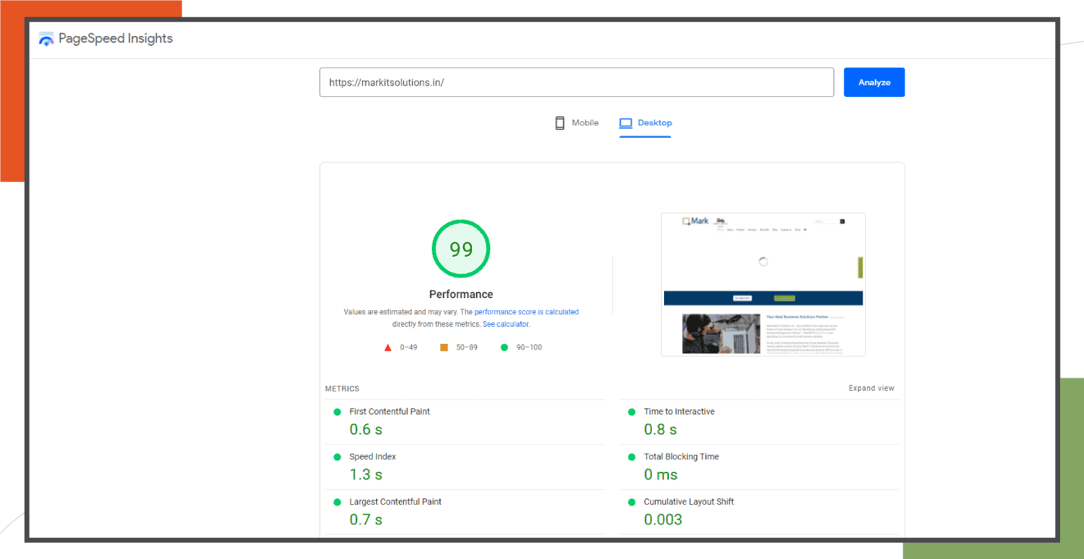 MarkIt Solutions PageSpeed