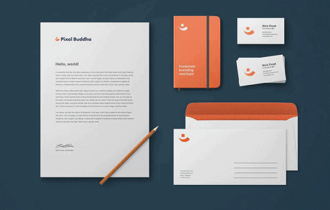 Simple White and Orange Branding Mockup Template Simple White and Orange Branding Mockup Template