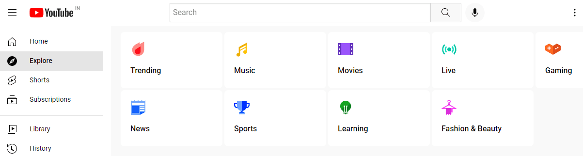 Youtube categories 2