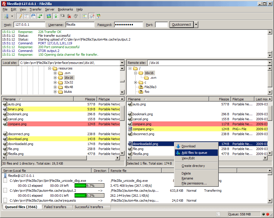 FileZilla Graphic User Interface