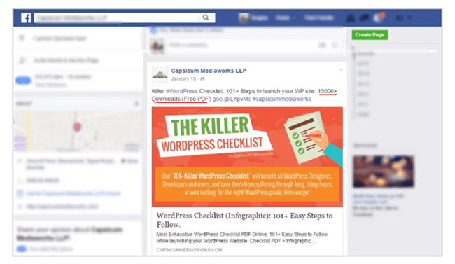 Killer WordPress Checklist Facebook shares