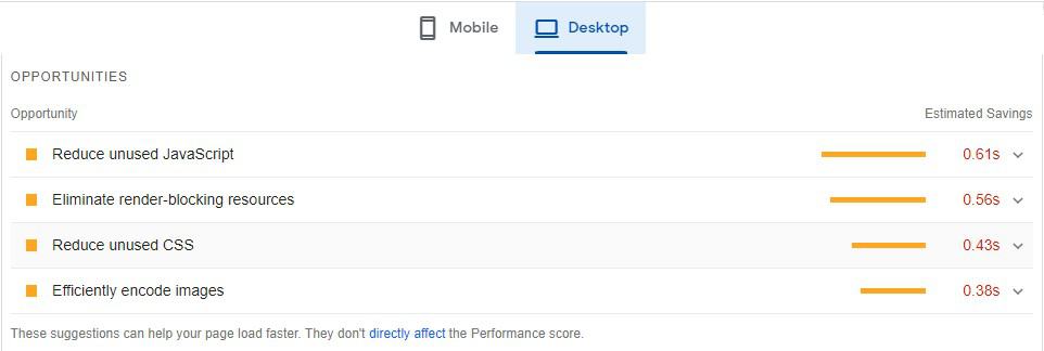 opportunities in page speed insights Opportunities in PageSpeed Insights