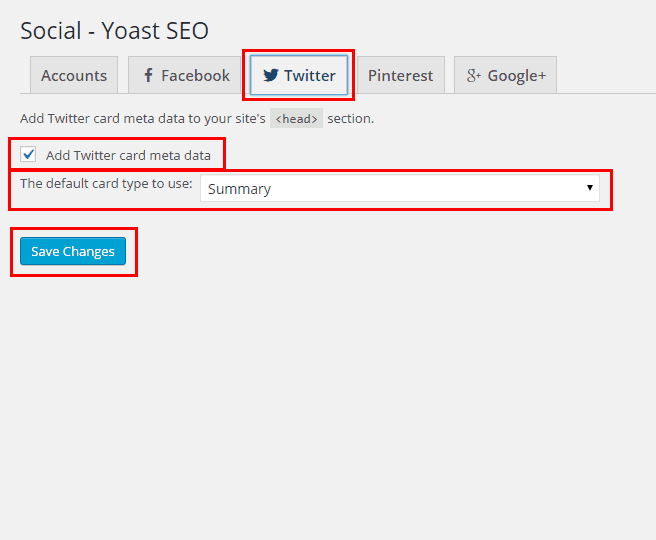 Twitter- Yoast SEO Setting