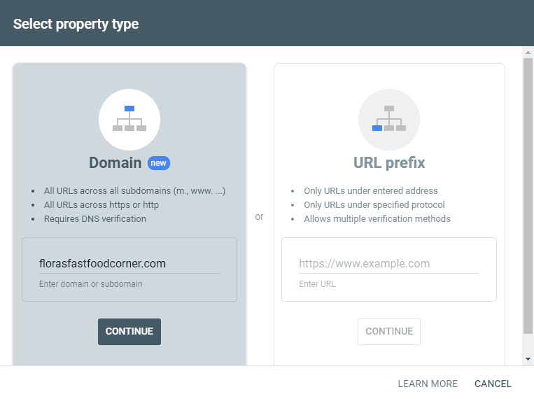 Verify the website ownership